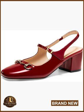 Slingback Chunky Heels Mary Jane Pumps Block Heel Dress Shoes Slip On